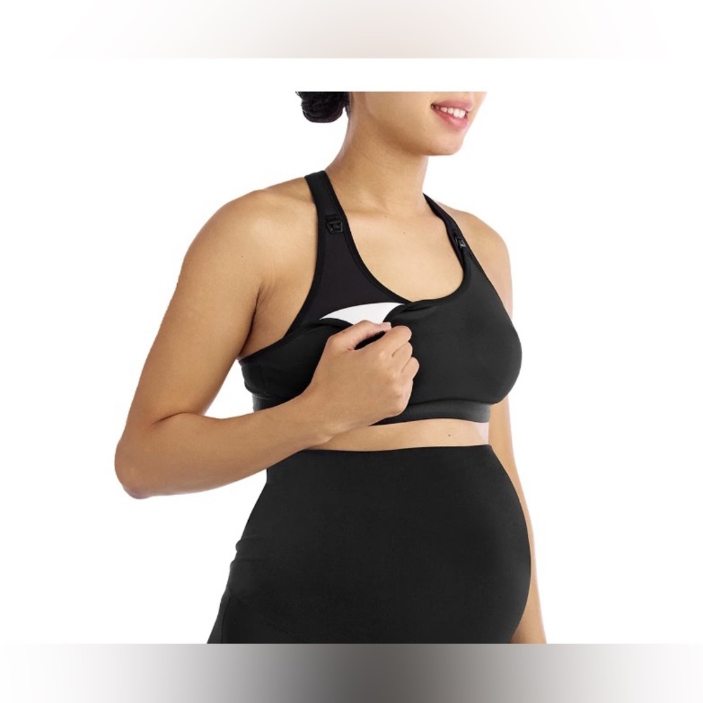 Time & Tru Maternity Nursing Sports‎ Bra Black Size S Clip Down NWT